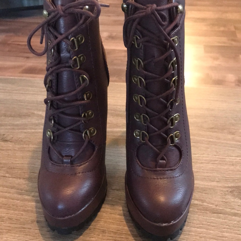 Brown heel booties